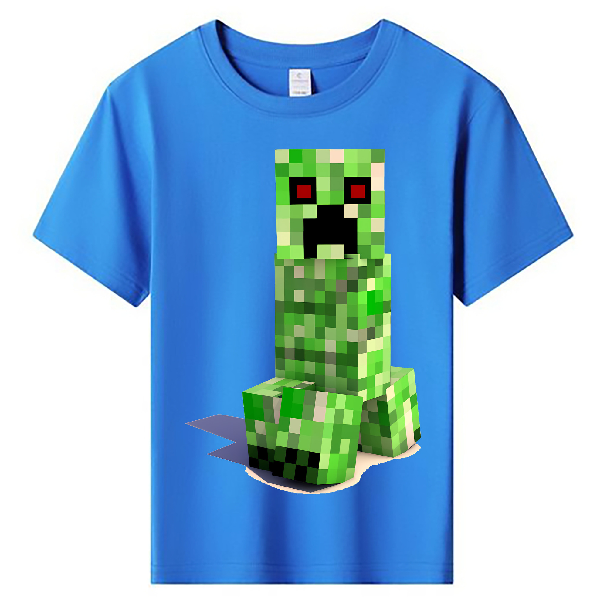 （画像用） マインクラフト ブロックの世界 Minecraft MC Block world 綿100％キッズTシャツ（フロントプリント）